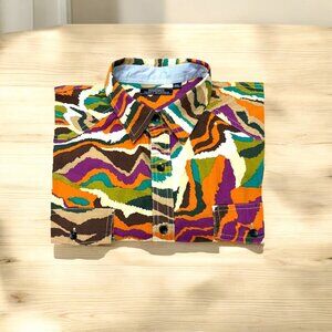 World Famous Teddy Scares Short Sleeve Cotton Button Down‎ Shirt